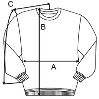 Imagen explicativa de las medidas en sudaderas